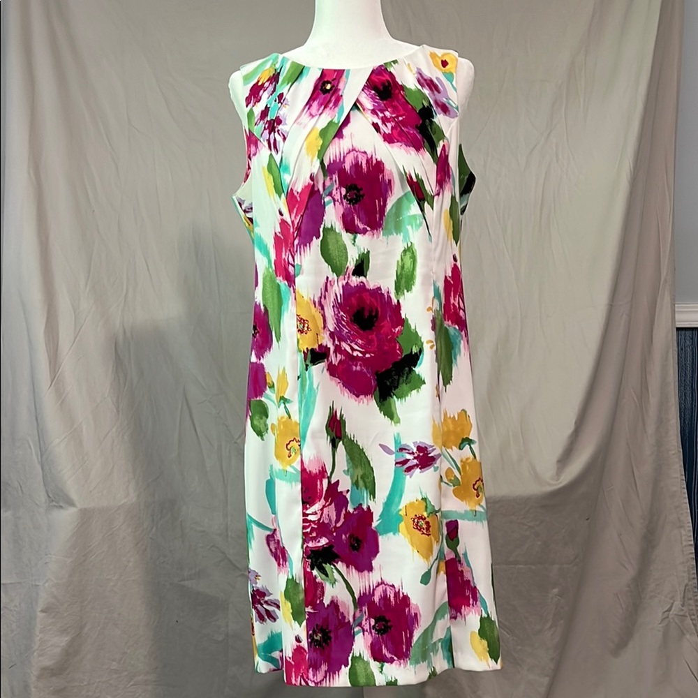 AGB Red Pink floral Sleeveless Midi dress Excellent condition